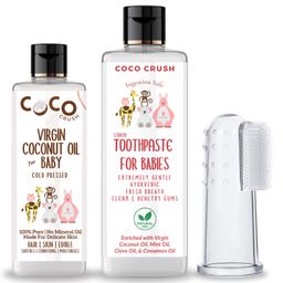 Coco Crush Combo of Virgin Coconut Oil for Babies, 50ml and Ayurvedic Kids Liquid Toothpaste, 100ml & Toothbrush, 1pc-picture-5
