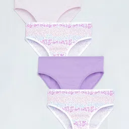 Charm n Cherish 100% Cotton Pack Of 4 Animal Printed & Solid Panties - Pink & Purple-picture-34