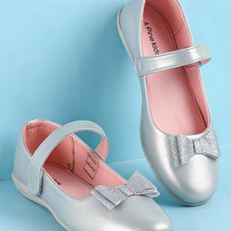 Pine Kids Ballerina With Bow Applique & Velcro Closure - Silver-image-15