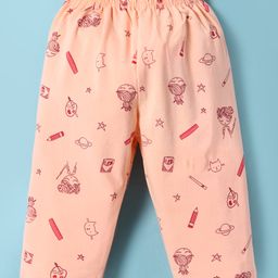 Tango Single Jersey Knit Full Length Lounge Pant with Stationary Print - Peach-image-11