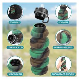 Sanjary Portable Foldable Silicone Graned Water Bottle 500ml, Easy To Store, Outdoor Sports, Spring And Summer Sports color design may vary-image-59