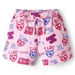 Pine Kids 100% Cotton Mid Thigh Shorts With Text Print - Pink-image-87