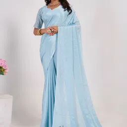 KALINI Embellished Mirror Work Pure Chiffon Saree-image-67