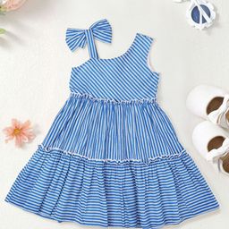 pspeaches Striped One Shoulder Fit & Flare Dress-33