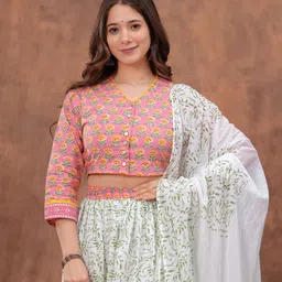 PARTHVI Printed Block Print Ready to Wear Lehenga & Blouse With Dupatta image 5