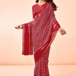 SANJANA SILK Floral Sequinned Art Silk Chanderi Saree-image-86