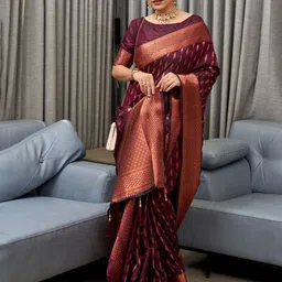 HERE&NOW Woven Design Zari Pure Silk Banarasi Saree-picture-16