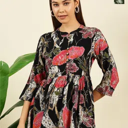 THE FAB FACTORY Women Pack Of 2 Floral Print Peplum Top-picture-13