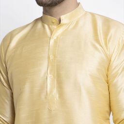 Jompers Men Gold-Toned & White Solid Kurta with Pyjamas image 2