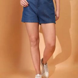Tales & Stories Blue Regular Fit Shorts-image-95