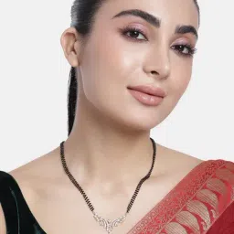 Abdesigns Gold-Plated American Diamond & Black Beaded Mangalsutra-image-57