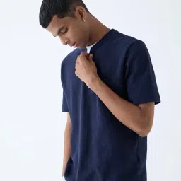 ETA by Westside Navy Solid Relaxed-Fit Cotton T-Shirt-picture-2