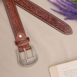 Aditi Wasan Brown Cut Work Leather Casual Belt For Women-16