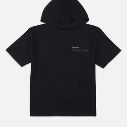Pepe Jeans Boys Typography Printed Hooded Pure Cotton Applique T-shirt-image-5