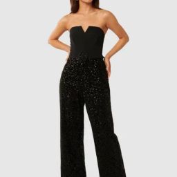 Forever New Black Semi Fitted Solid Jumpsuit-picture-36