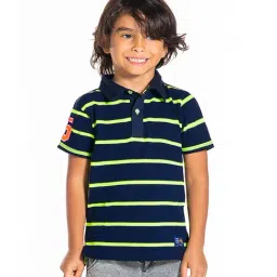 Cherry Crumble By Nitt Hyman Kids Navy Striped Polo T-Shirt-image-91