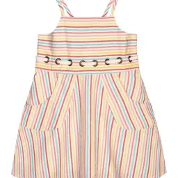 Budding Bees Kids Multicolor Striped Dress-image-47