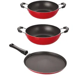 Nirlon Non-Stick Red Aluminium Tawa & Kadai Combo Set of 3 Piece - ( 2.6mm)-3