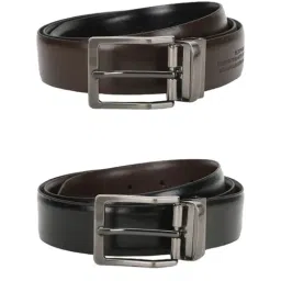 Peter England Black & Brown Solid Reversible Belt For Men-picture-36