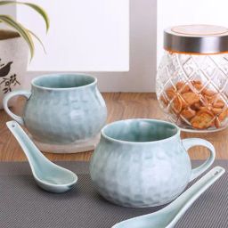 Clay Craft Multicolor Ceramic Checkered Hammered Mug Set of 2, 460 ml-image-27