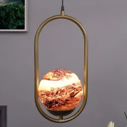 Homesake Exclusive Brown & Golden Metal Oval Lampshade with Pendant Indoor Hanging Light - Set of 1-image-66