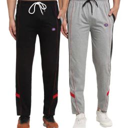 Vimal Jonney Black & Grey Regular Fit Trackpants - Pack of 2-image-100