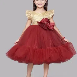 Pink Chick Kids Golden & Red Sequence Dress-picture-2
