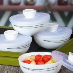 Cello Royale Printed White Opalware Serving Bowl - Set of 4 (500ml)-image-4