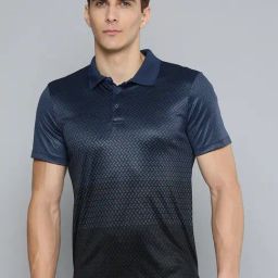 ALCIS Navy Geometric Print Polo T-Shirt-image-19