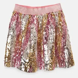 Angel & Rocket Kids Pink & Yellow Sequence Skirt-image-24