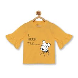 Kiddopanti Kids Yellow & White Cotton Printed Tee-image-40