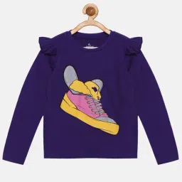 Kiddopanti Kids Purple Cotton Printed Full Sleeves Tee-image-50