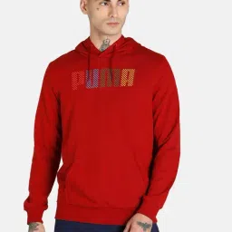 Puma Red Cotton Regular Fit Printed Hooded Sweatshirts-20