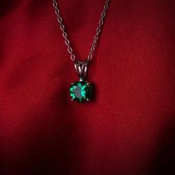 925 Silver 2 carat Green Emerald Soliatire Pendant with 18-inch Chain for Women & Girls-image-56