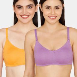 Rosaline by Zivame Purple & Yellow Half Coverage T-Shirt Bra (Pack Of 2)-image-61