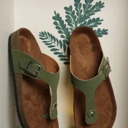 Mozafia Women's Green T-Strap Sandals-picture-33