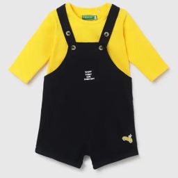 United Colors of Benetton Infant Boys Navy Blue & Yellow Cotton Solid Clothing Set-image-34