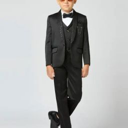 Kids Island Boys Black Embroidery Suit Sets-image-28