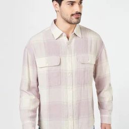 People By Pantaloons Pink Cotton Boxy Fit Checks Shirt-image-95