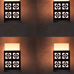 Gojeeva Black 4 Pieces Wood Square Shaped Textured Contemporary Wall Lamp-image-74