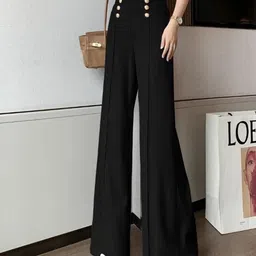 Alamode By Akanksha Women Black Meraki Wide Leg High Waist Pants-image-42