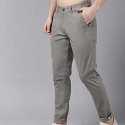 Roadster Men Grey Tapered Slim Fit Solid Chinos-image-91