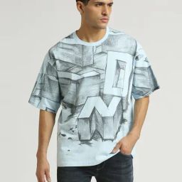 Pepe Jeans Stormy Sea Blue Cotton Oversized Printed T-Shirt-image-23