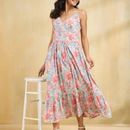 Fabindia Multicolor Cotton Regular Fit Floral Dress-picture-24