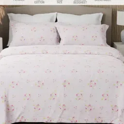 Boutique Living Nature Bouquet 100% Cotton 300 TC Pink Floral King Bedsheet with 2 Pillow Covers-picture-1