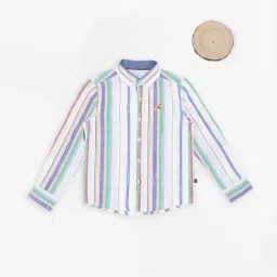 Pantaloons Junior Boys Snow White Striped Shirt-picture-2