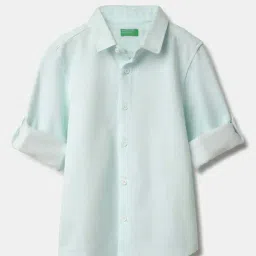 United Colors of Benetton Boys Blue Cotton Solid Full Sleeves Shirts-picture-42