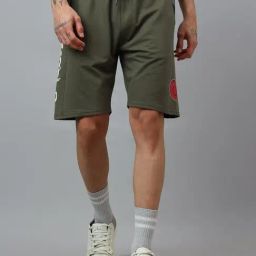 Free Authority Olive Solid Regular Fit Shorts-picture-0