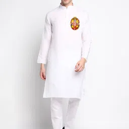 PulseIQ Men Ethnic Motifs Printed Regular Kurta with Pyjamas-17