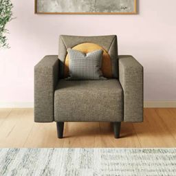 Godrej Interio Windle Taupe Solid Wood Fabric 1 Seater Sofa-13